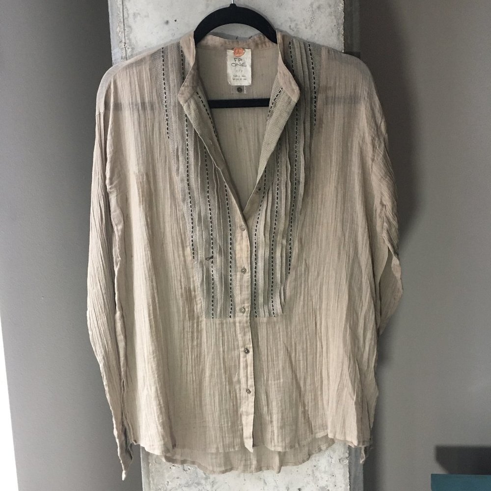 Free People Blouse with stitching and pintucks